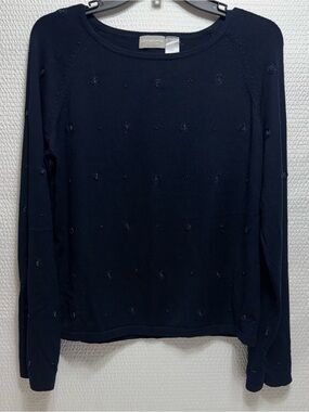 Vintage Liz Claiborne Navy Long-Sleeve Knit Sweater large